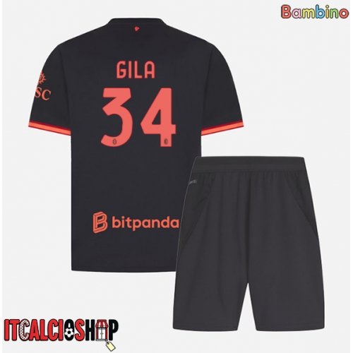 AC Milan Mario Gila #34 Terza Maglia Bambino 2026-27 Manica Corta (+ Pantaloni corti)